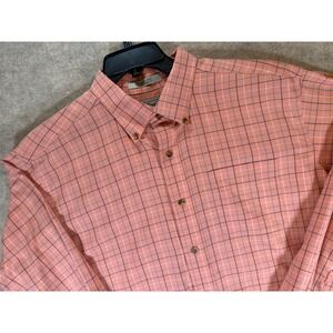 L.L. Bean‎ Shirt XL-REG Coral Check Wrinkle Free Traditional Fit 269337